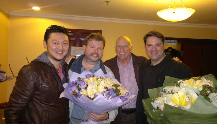 ARRIVAL! (Zhang, Xiaolu-Professor of Saxophone and Jazz at the Shanghai Conservatory, Eric, Gene Aitken, and Paul)